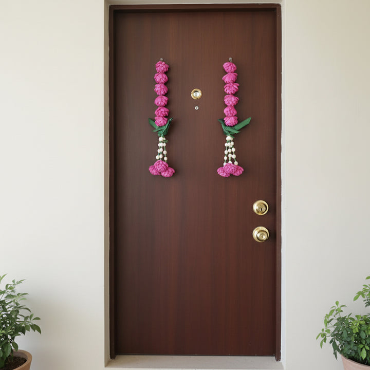 2 Pc | Handmade Magenta Aura Shola Flower Hangings