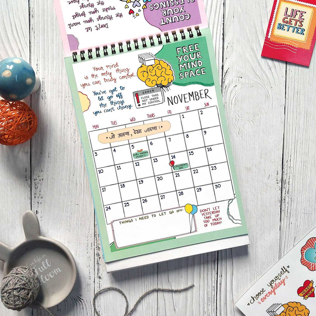 Self-care Contract 2026 Spiral Calendar With Holidays | 10+ Freebies Included