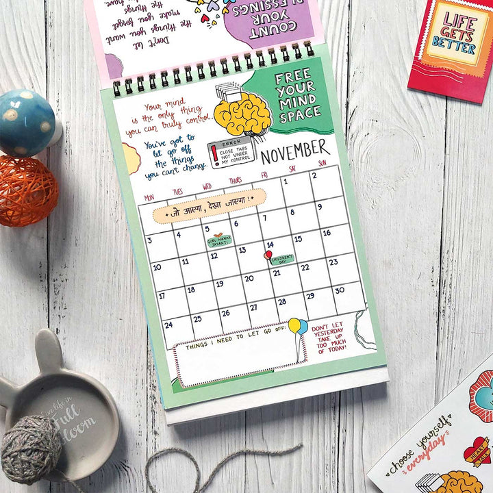 Self-care Contract 2026 Spiral Calendar With Holidays | 10+ Freebies Included