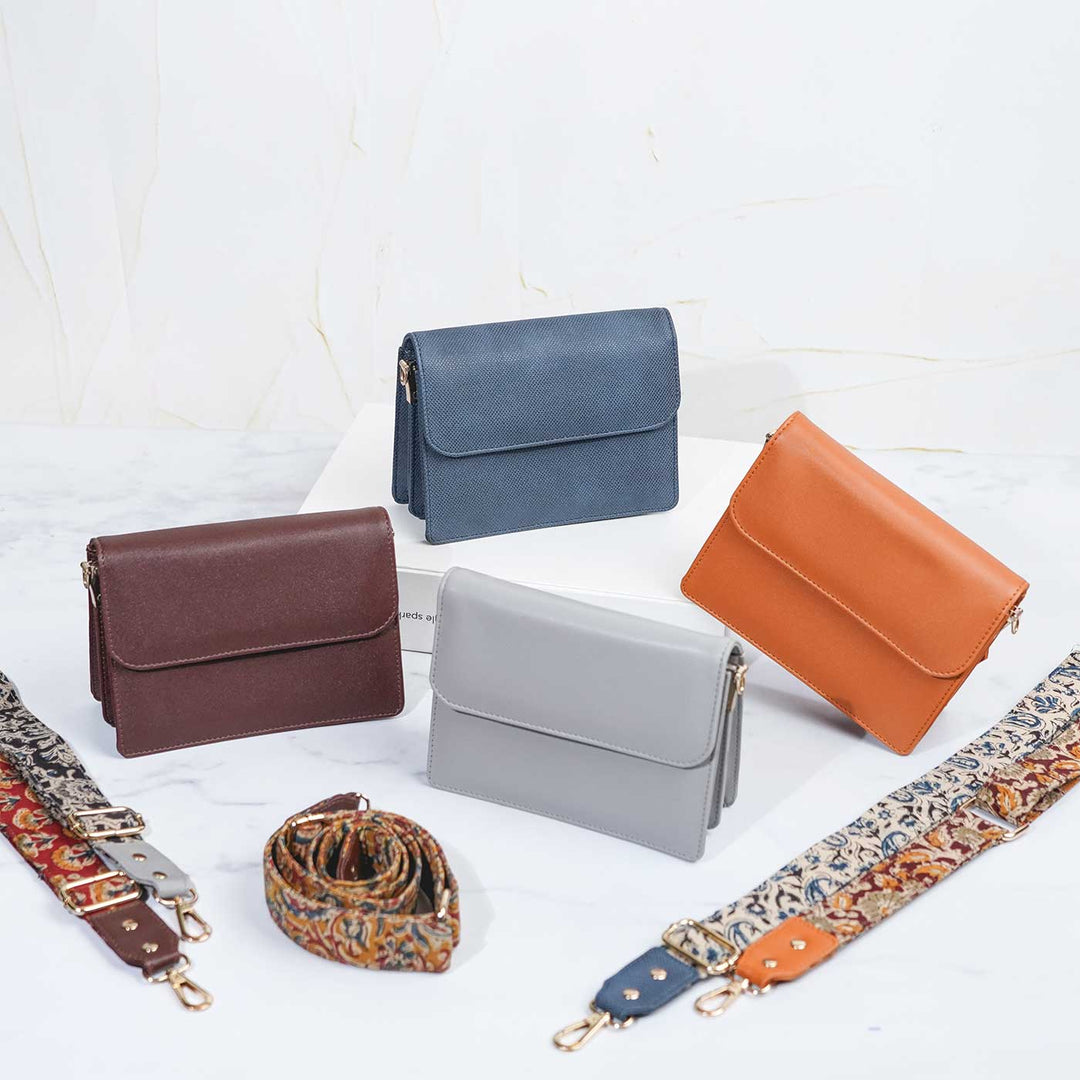 Personalized Faux Leather Sling Bag With Changeable Straps