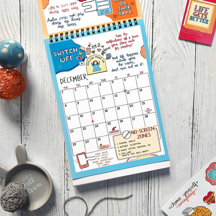 Self-care Contract 2026 Spiral Calendar With Holidays | 10+ Freebies Included