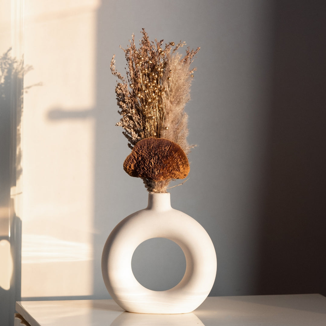 Handmade White Boho Latte Dried Flower Bunch