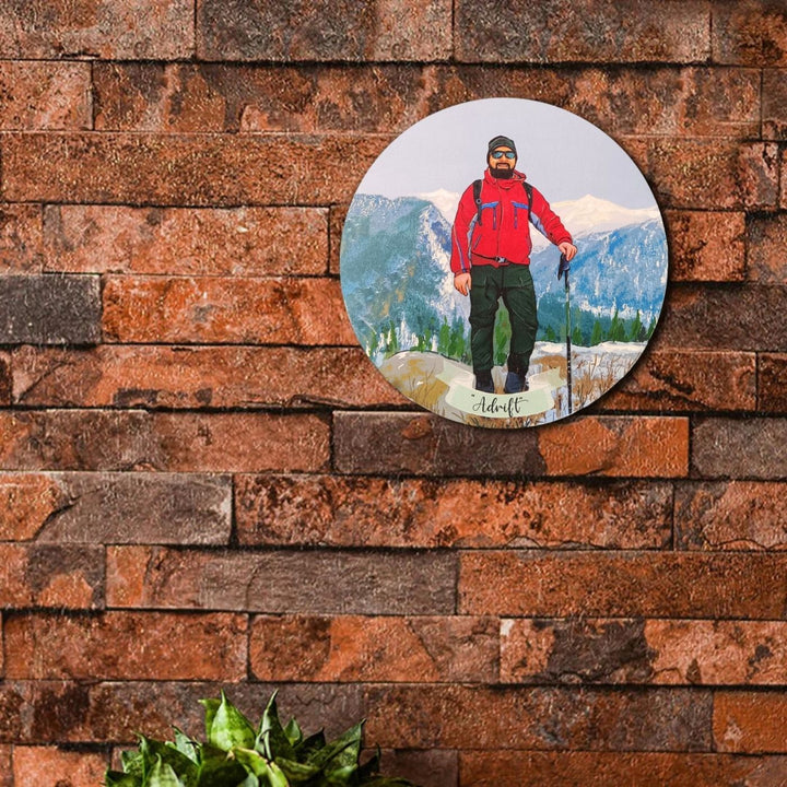 Photo Caricature Name Plate With Stand For Individuals 1 - Mounted on Brick Wall