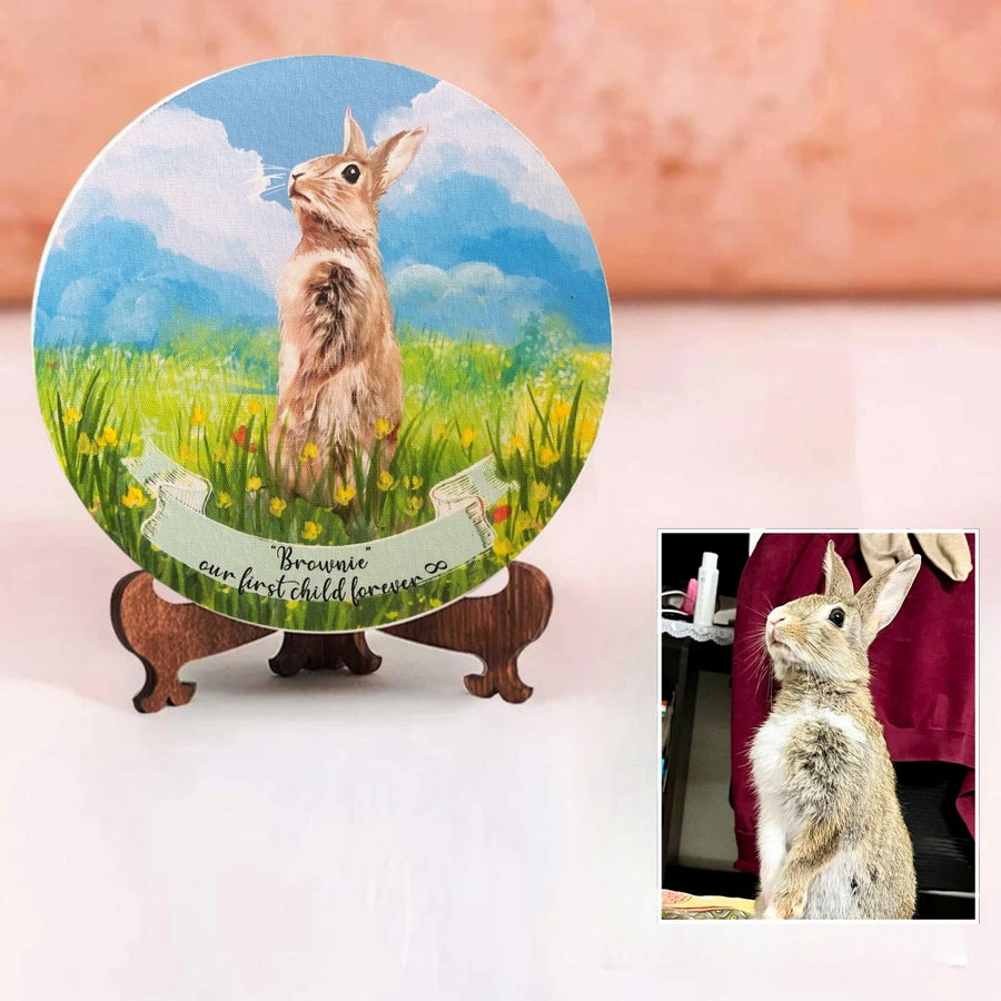 Photo Caricature Name Plate With Stand For Pet Lovers 4 - Front View with Personalized Text