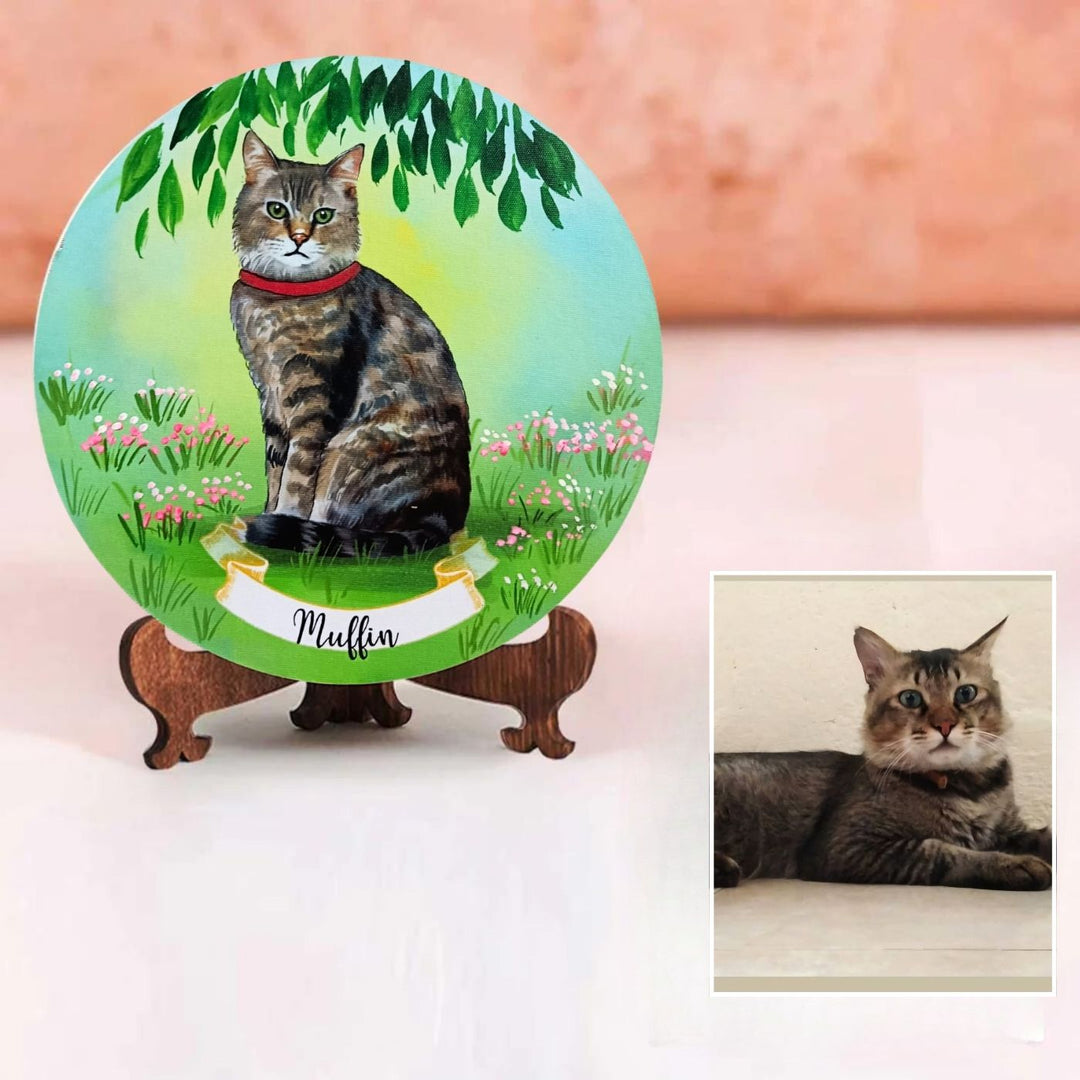 Photo Caricature Name Plate With Stand For Pet Lovers 1 - Name Personalization Example with Stand