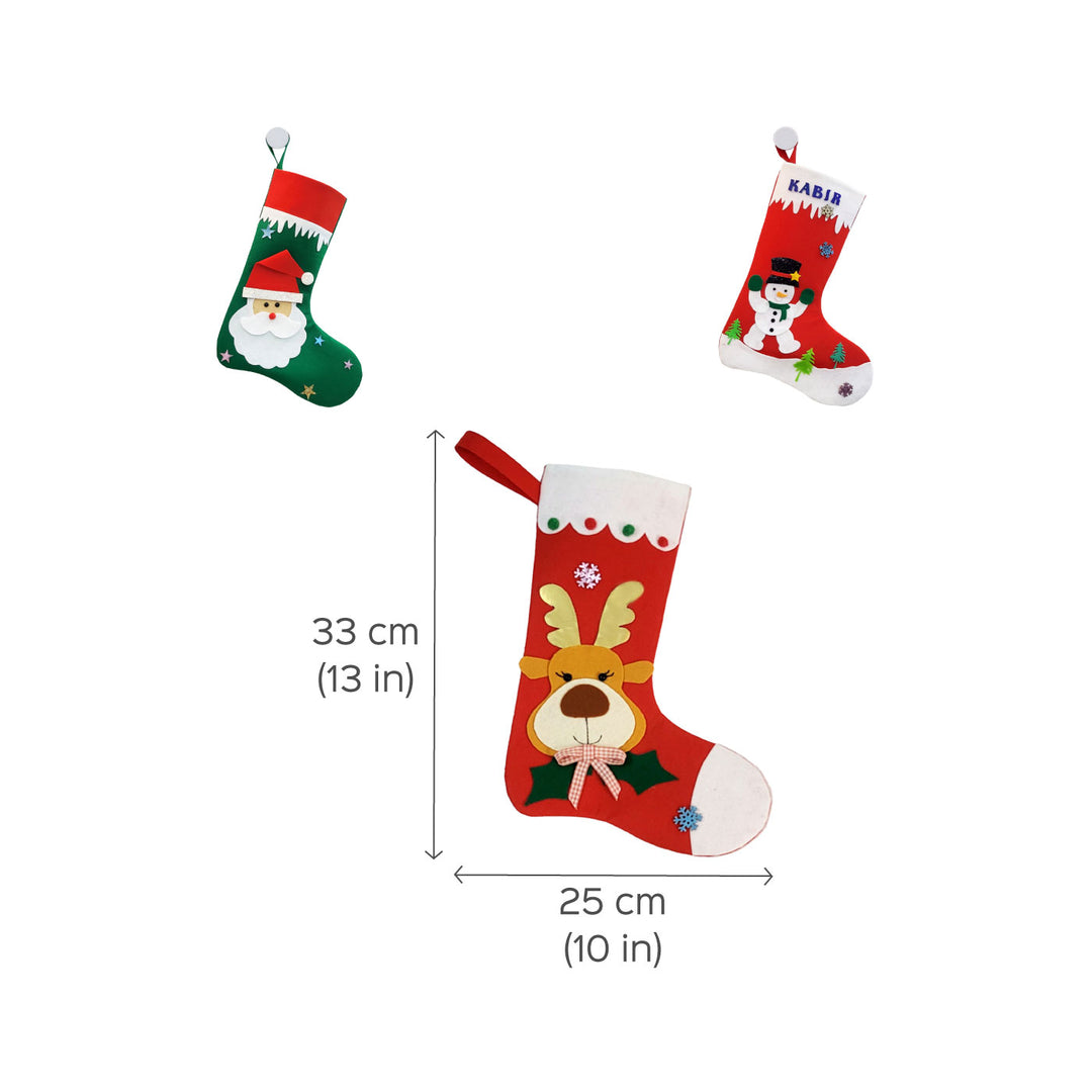 Personalized X Large Assorted Felt Stocking For Christmas Decoration | Set Of 3