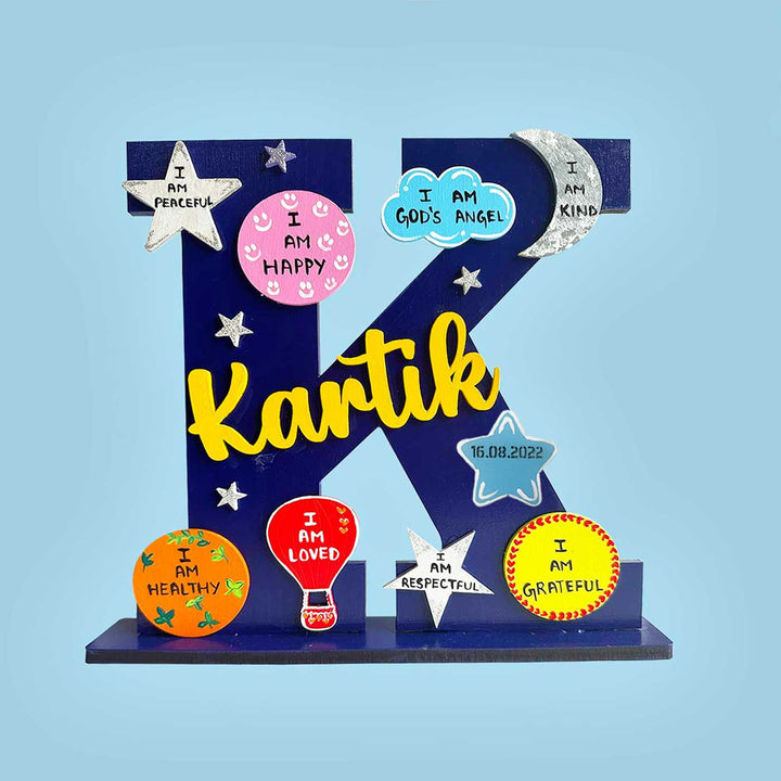 Hand Painted Personalized Table Top Kids Monogram Nameplate 4 - Front View with Name Personalization