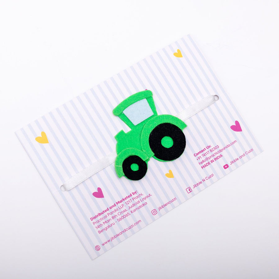 Handmade Tucky The Tuck Felt Kids Rakhi - Front View on Card