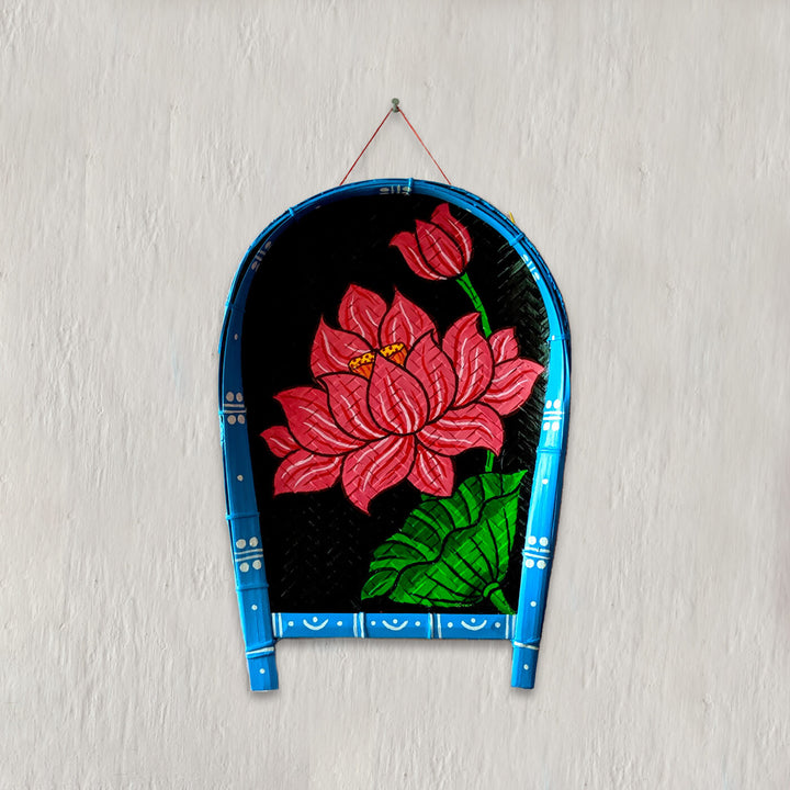 Handpainted Lotus Floral Art Bamboo Wall Decor