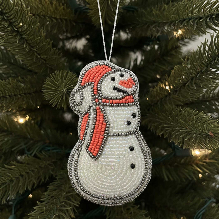 Big Snowman Beaded Premium Zardozi Ornament