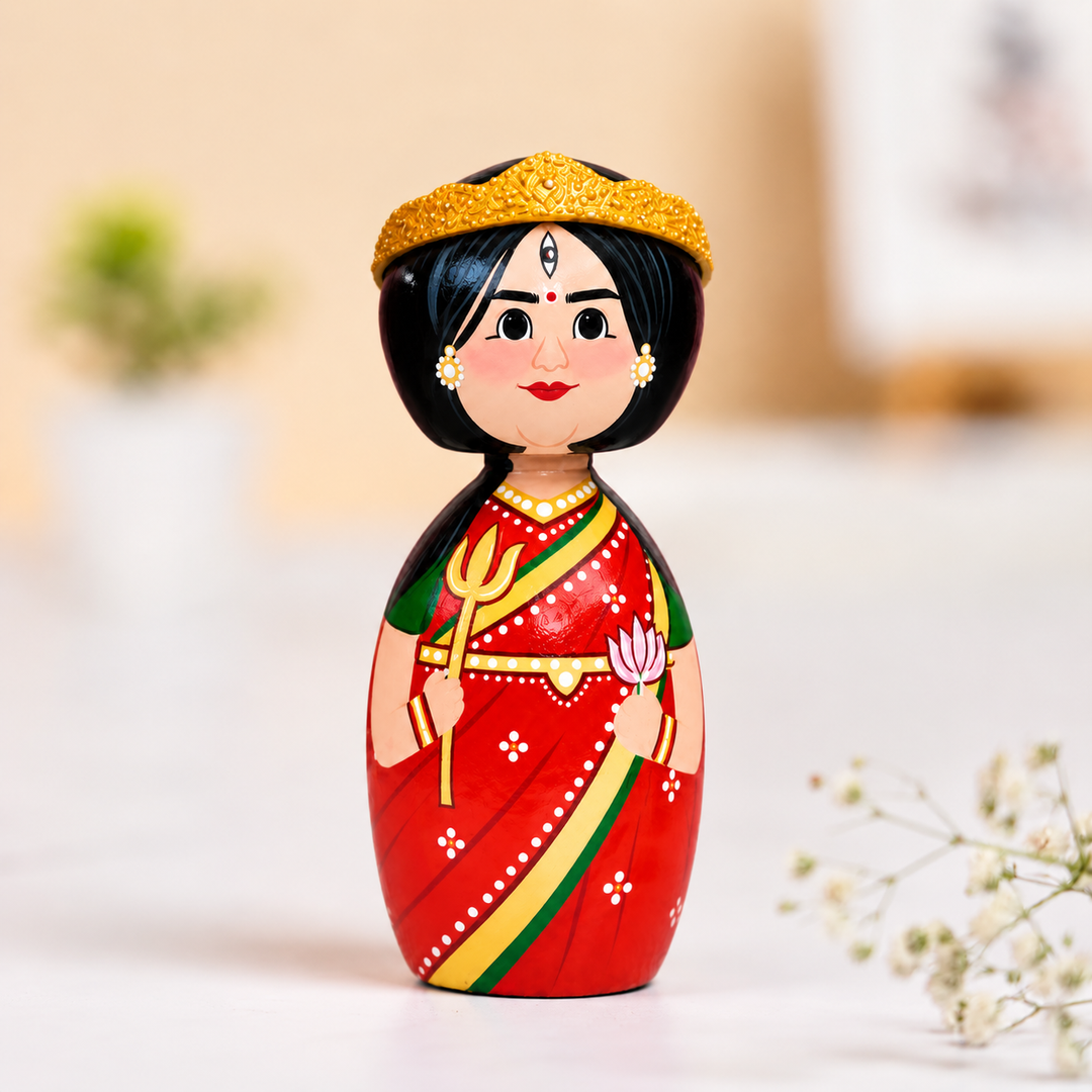 "Goddess" Themed Wooden Doll For Golu/Festive Decor