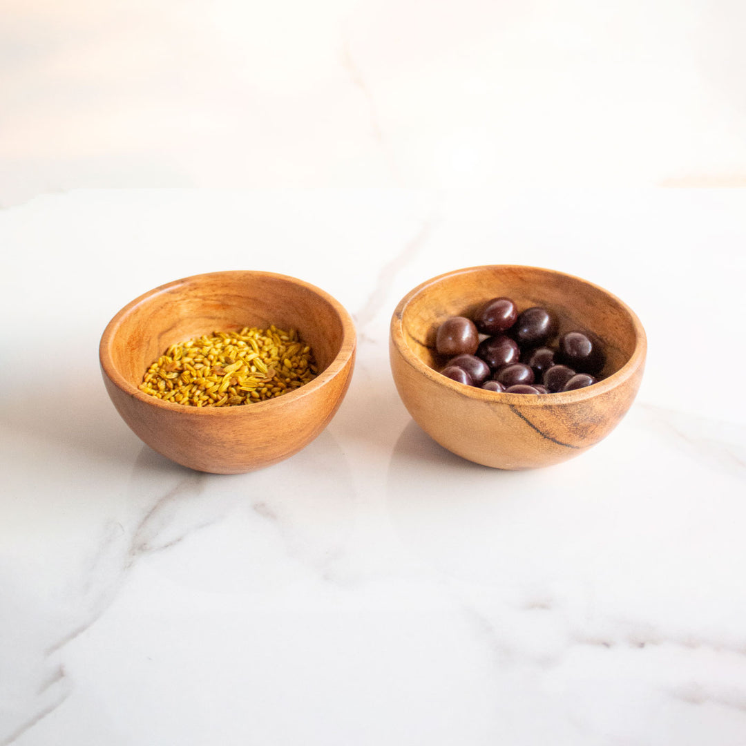 Handcrafted Acacia Wood Bowls - Set of 2