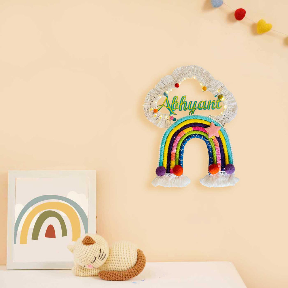 Personalized Handmade Rainbow Themed Woolen Kids Name Plate - None (2)