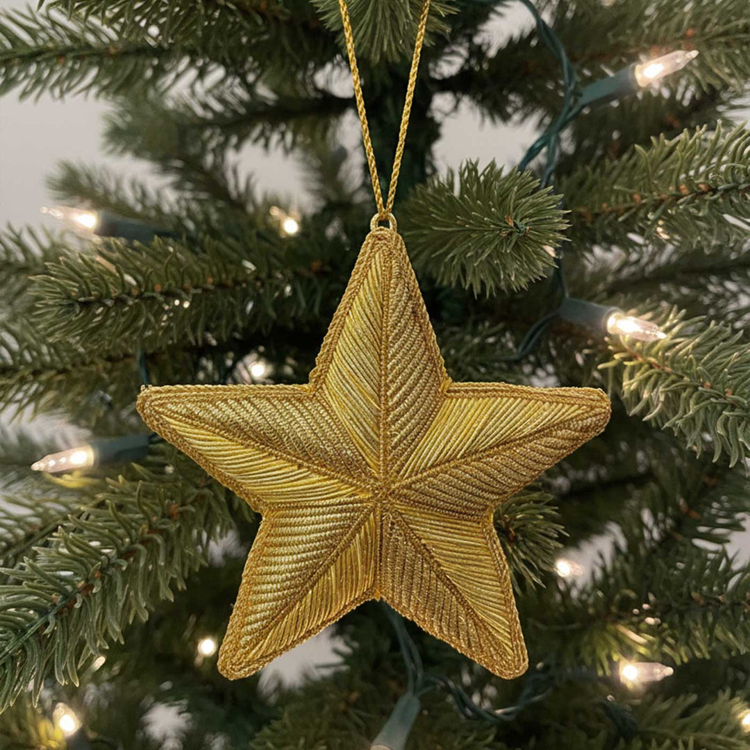 Gold Full Star Cotton Premium Zardozi Ornament