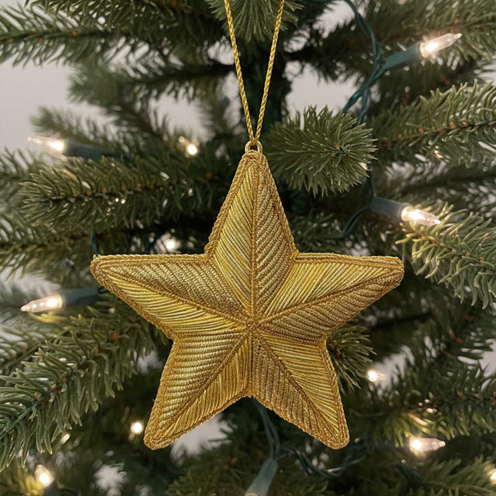 Gold Full Star Cotton Premium Zardozi Ornament