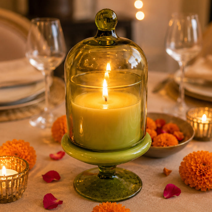 Green Verdant Glow Glass Jar Scented Candle For Festive Decor