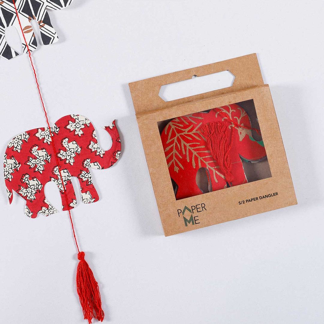 2 Pc | Handmade Elephant Design Paper Hangings
