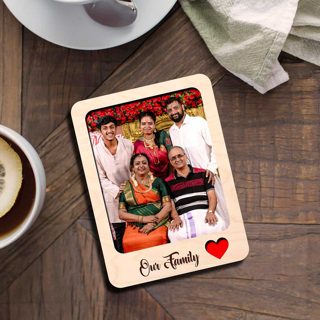 Photo Personalized Printed "Our Family" Wooden Fridge Magnet