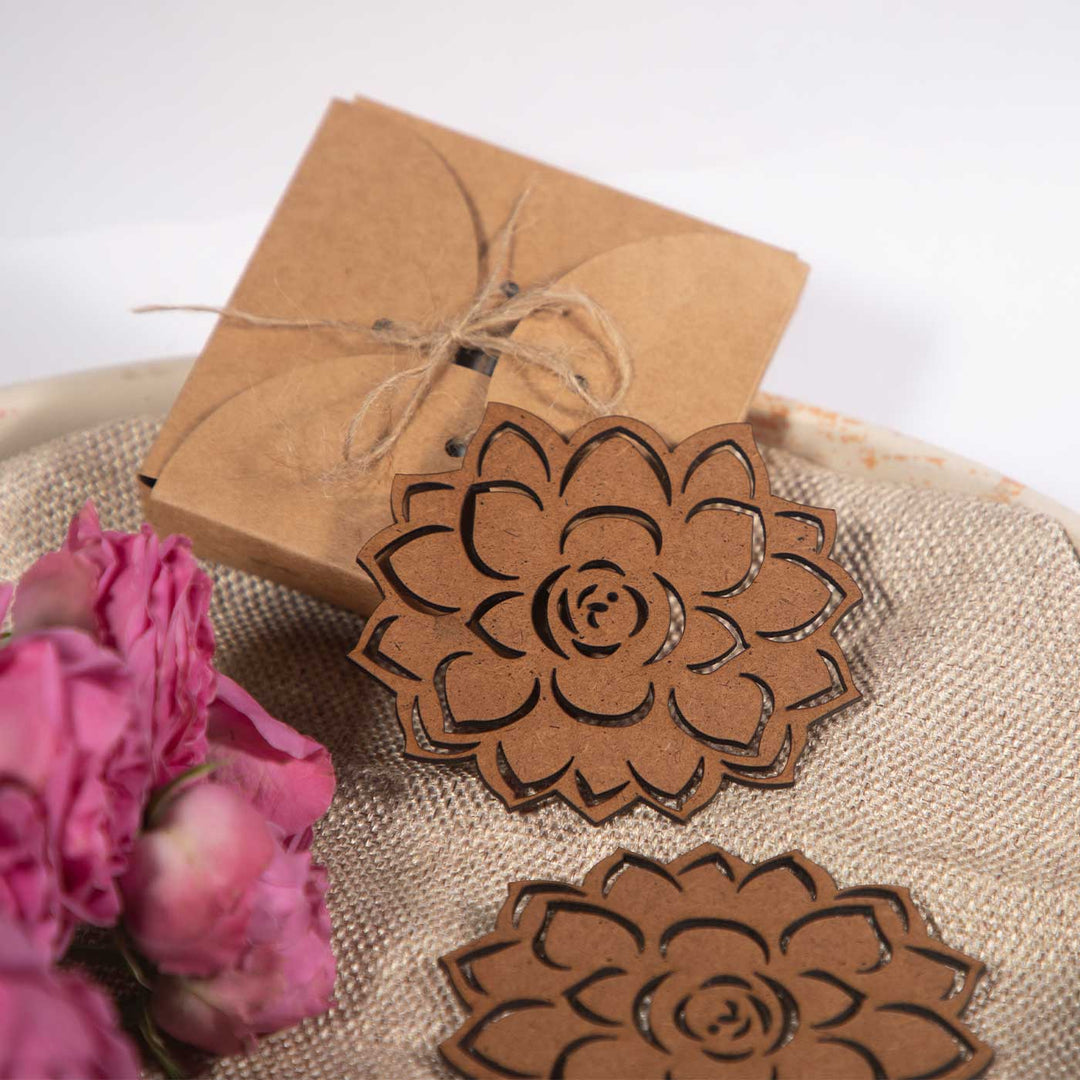 Lotus Blossom MDF Laser-Cut Graceful & Stylish Coaster Set  | Set of 6