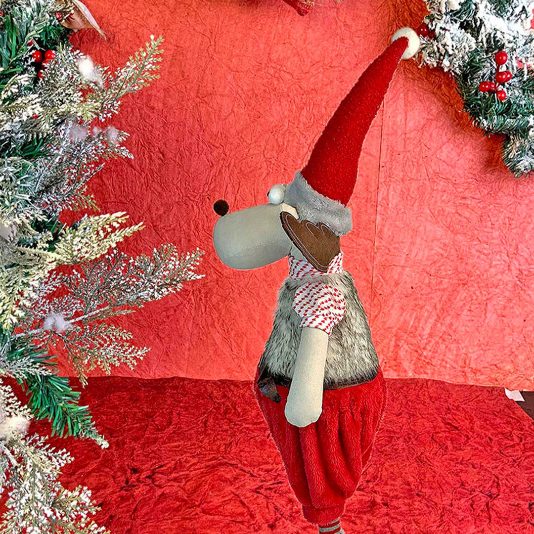Foldable Tall Mr. Reindeer Self-Standing Woolen Decor For Christmas Table Decoration