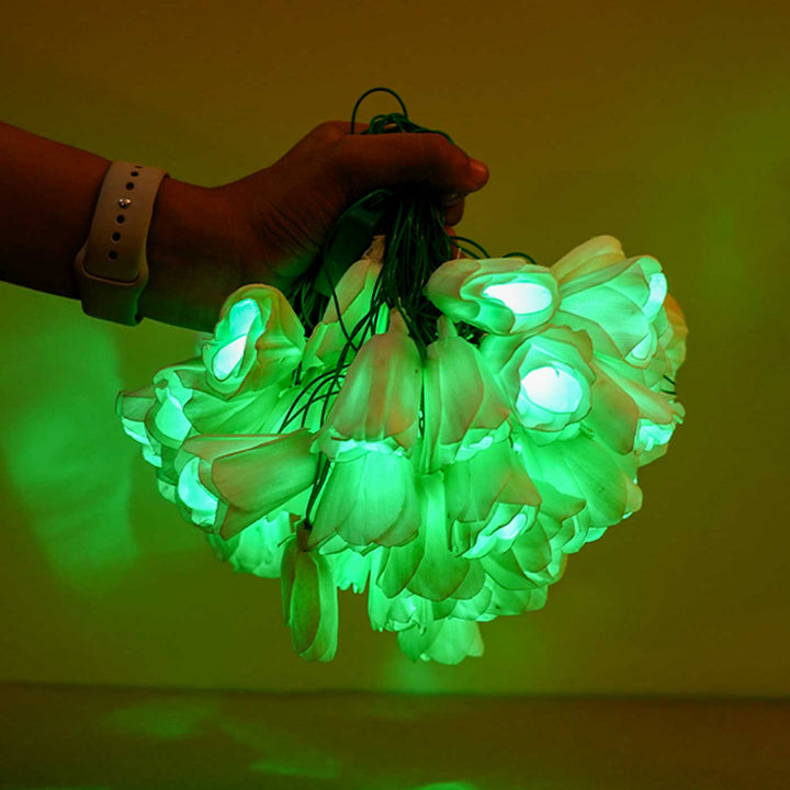 10m, 40 Bulbs | Handmade Green Sholapith Flower String LED Fairy Light