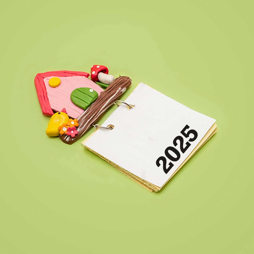 Pink Birdhouse 2026 Clay Calendar Magnet