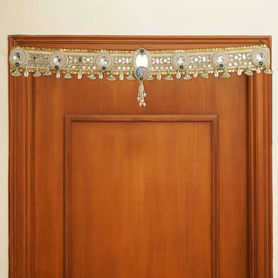 40 In | Handmade Mirror Work Krishna Kodi Jute Toran