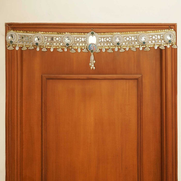 40 In | Handmade Mirror Work Krishna Kodi Jute Toran