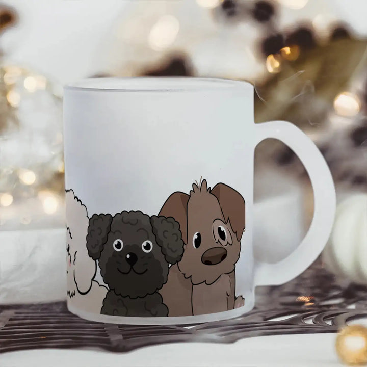 Printed Dog Theme Glass Mug | 350 ML