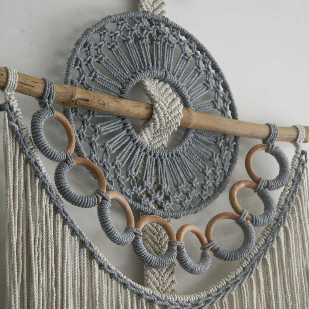 Handmade Grey Macrame Artistic Wall Decor