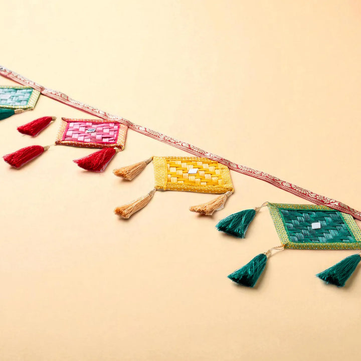 41 In | Multicoloured Kite Shaped Eco-Friendly Handmade Woven Bamboo Toran