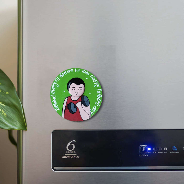 Photo Personalized Hand-Painted Father's Day Theme MDF Wood Fridge Magnet