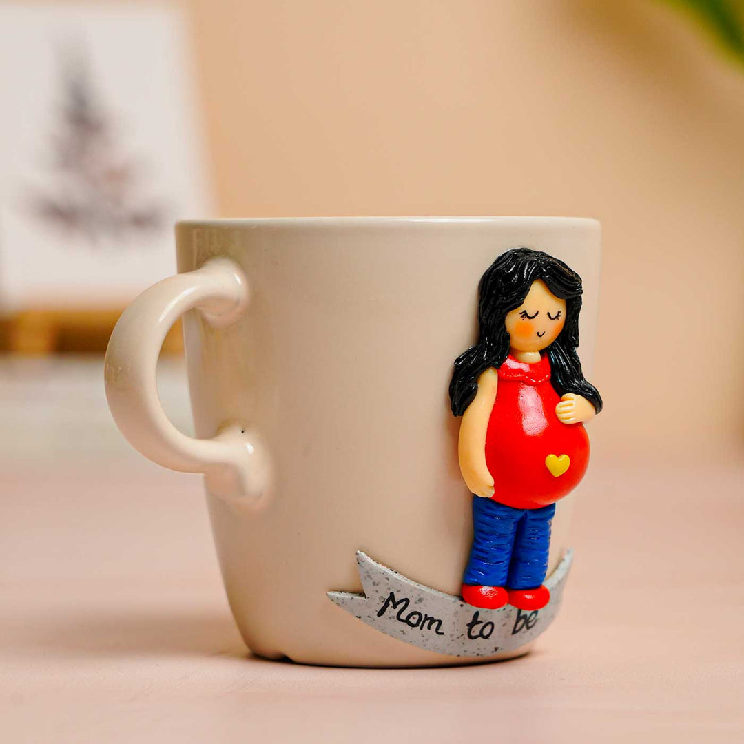Personalized Handcrafted Mom-To-Be Mug With Clay Caricature