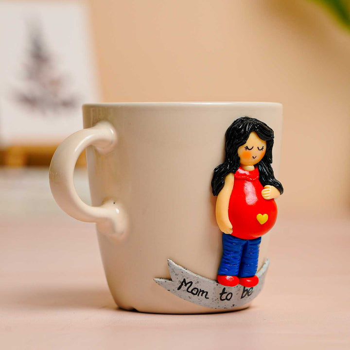 Personalized Handcrafted Mom-To-Be Mug With Clay Caricature