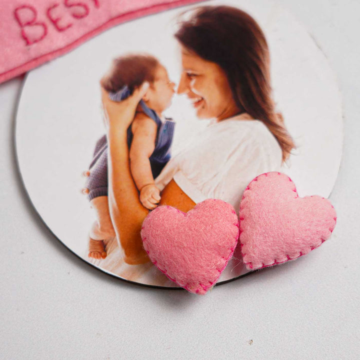 Photo Personalized Handmade Round Heart Theme Felt Fridge Magnet