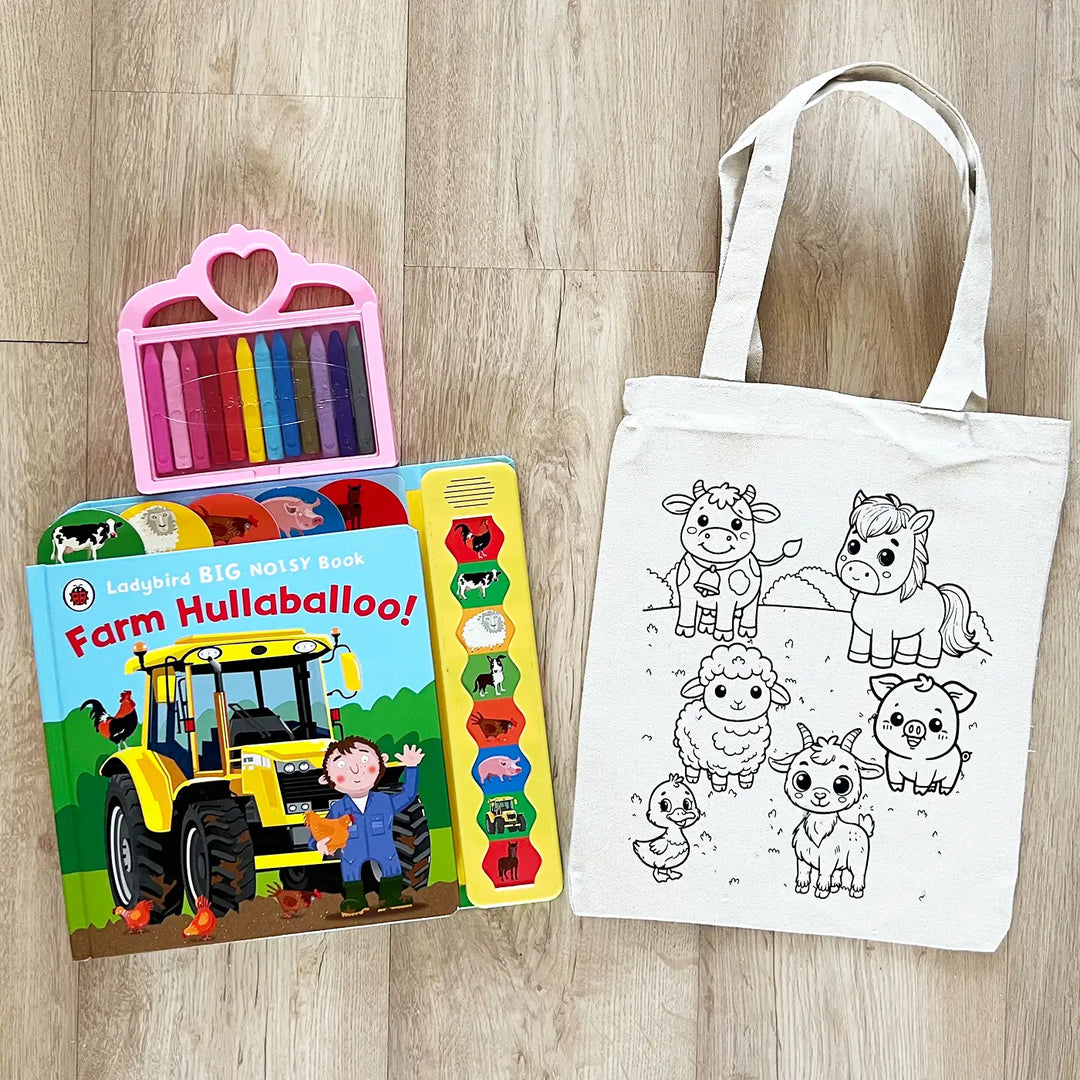 DIY Colour It Yourself Farm Animals Cotton Kids Tote Bag