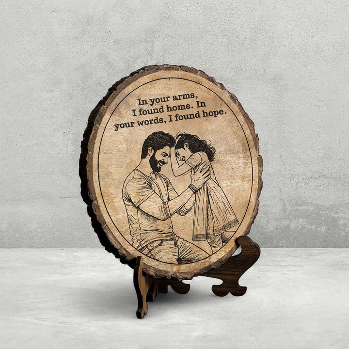 Personalized Hand Carved Engraved Dad And Daughter Theme Wooden Decorative Plaque