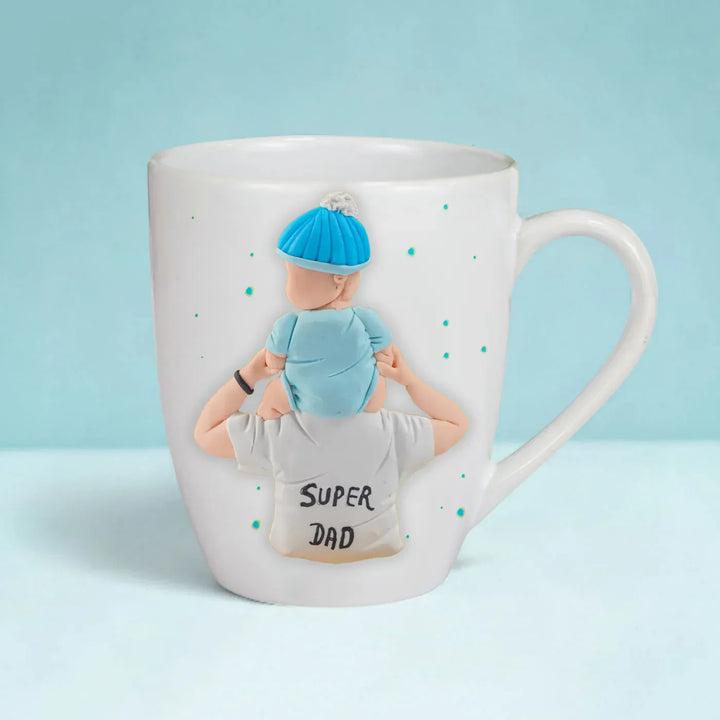 Customized Handmade Polymer Clay Dad And Kid Theme Mug
