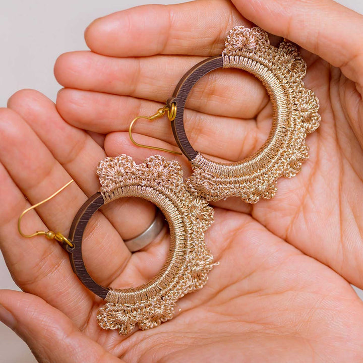 Handmade Crochet Shimmer Full Moon Earrings