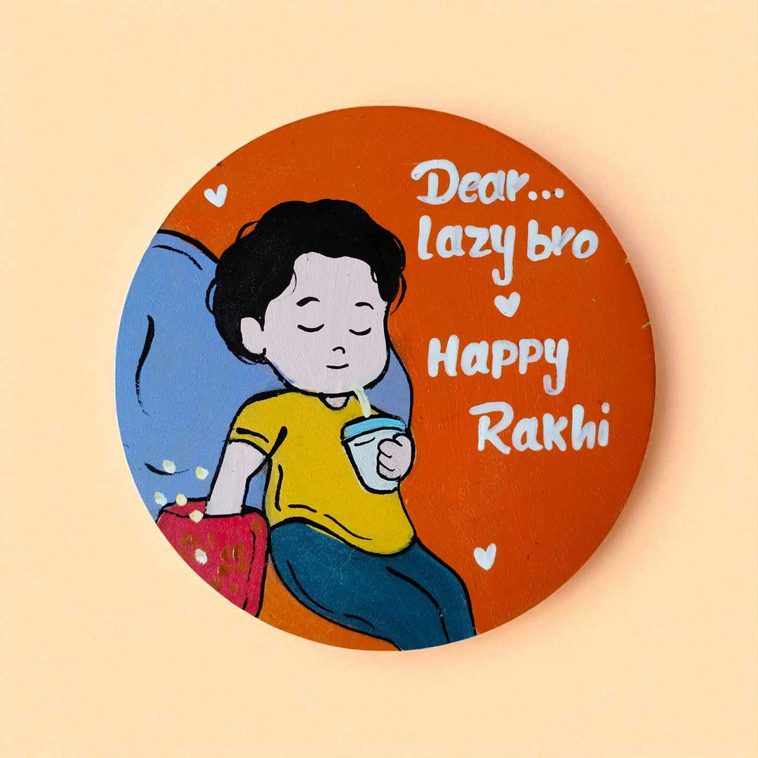Personalized Hand-Painted Lazy Bro Design Mdf Wood Fridge Magnet