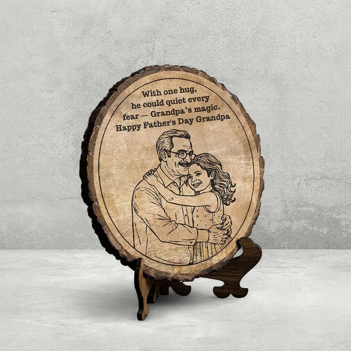 Personalized Hand Carved Engraved Grandpa And Child Theme Wooden Decorative Plaque