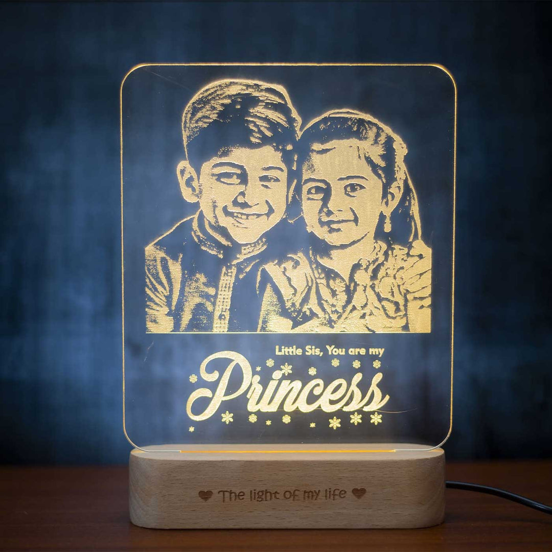 Photo Personalized Engraved Princess Theme Acrylic Table Lamp