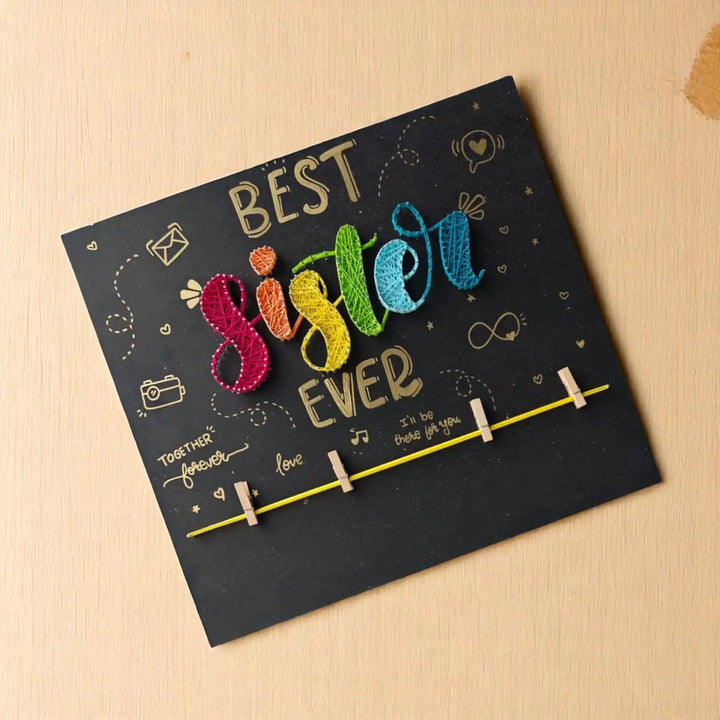 Photo Personalized Handmade String Art Best Sister Theme MDF Wood Decorative Plaque