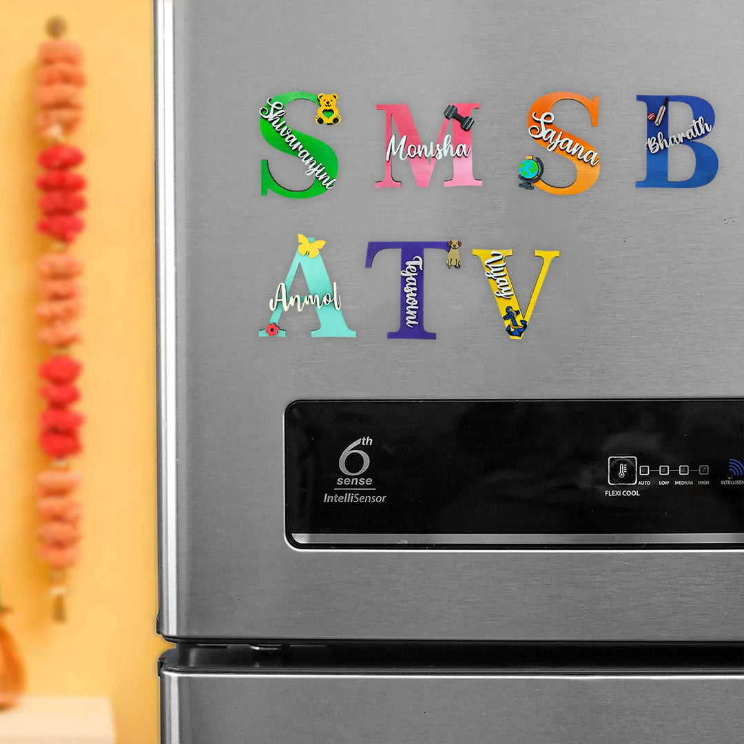 Personalized Handcrafted Monogram Design Fridge Magnet