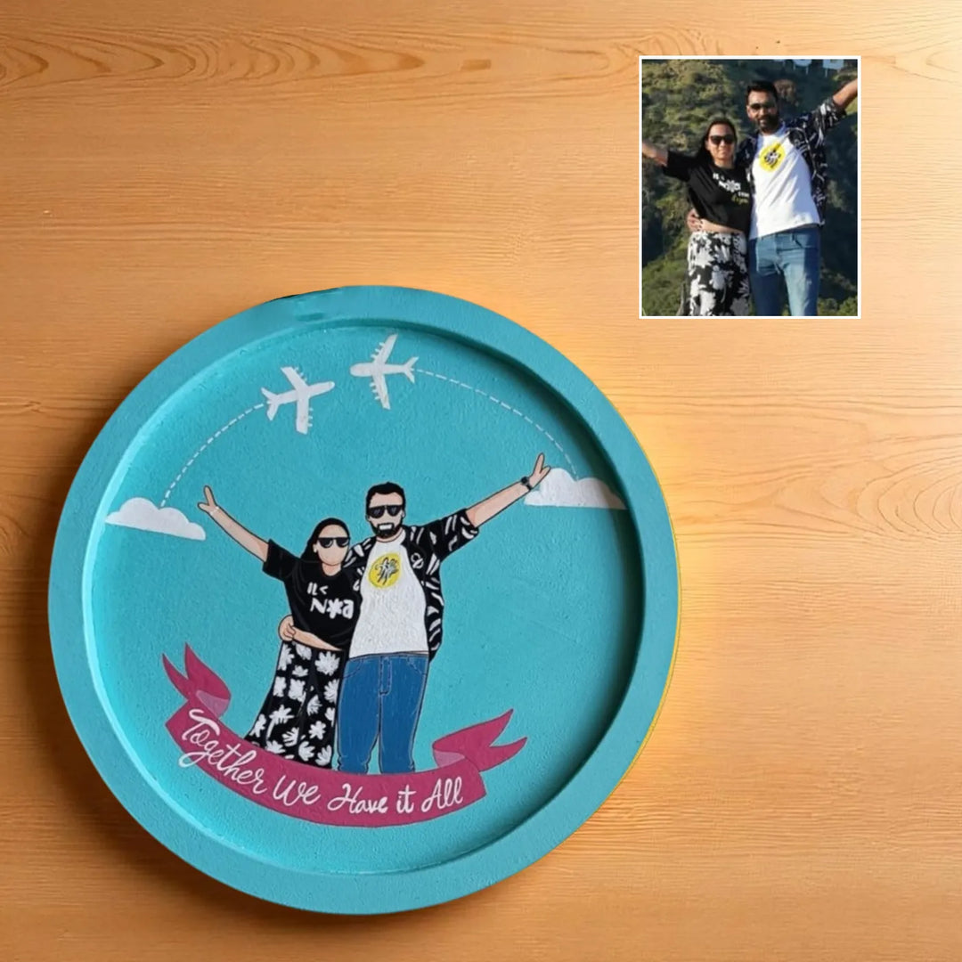 Photo Personalized Hand-Painted Travel Lovers MDF Wood Nameplate