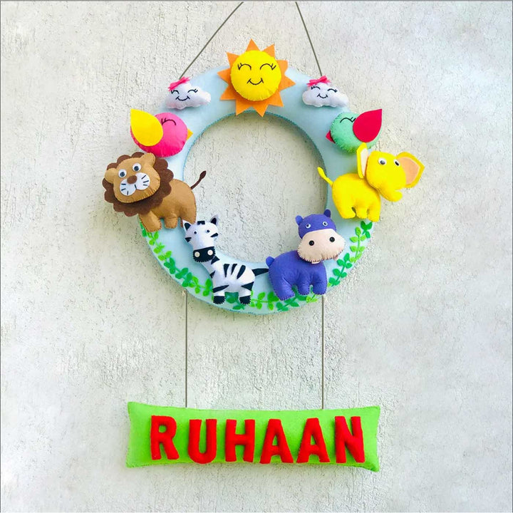 Handmade Personalized Jungle Safari Themed Felt Kids Name Hanging 5 - Hanging Display with Name Personalization