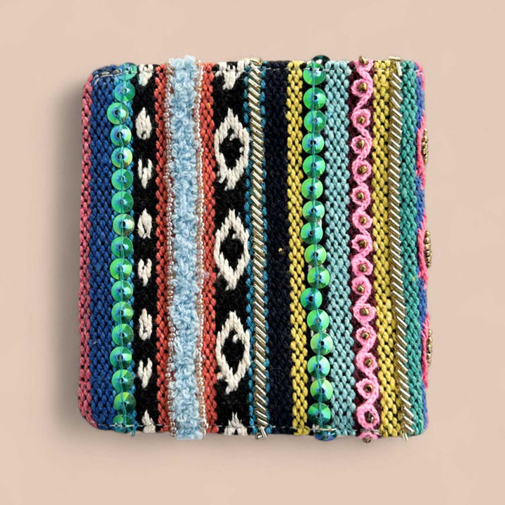 Handmade Embroidered Multicolor Boho Design Jacquard Wallet