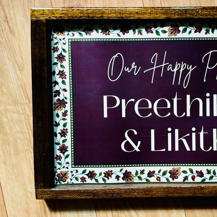 Dark Victorian Bloom Personalized Resin Wooden Frame Name Plate