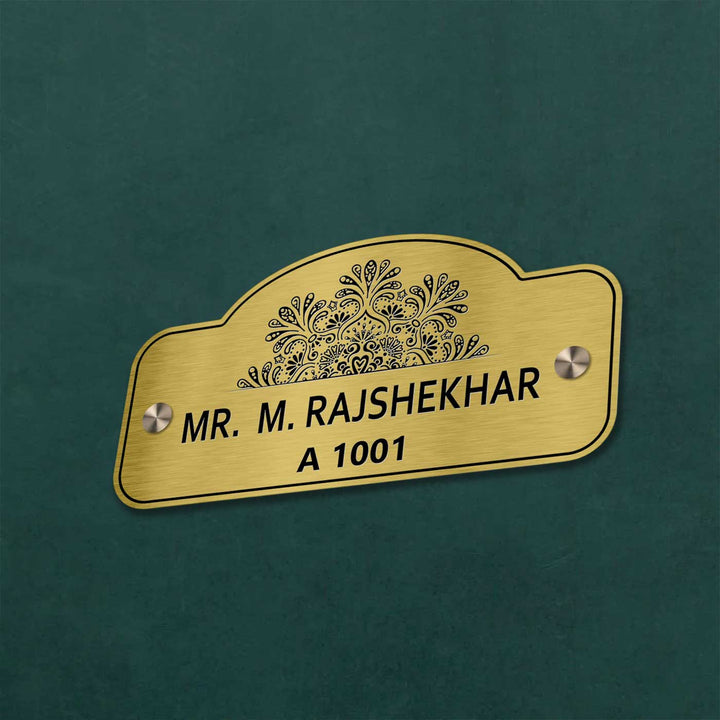 Personalized Weatherproof Sleek Engraved Gold Stainless Steel Name Plate 1 - Wall Mounted Nameplate Front View