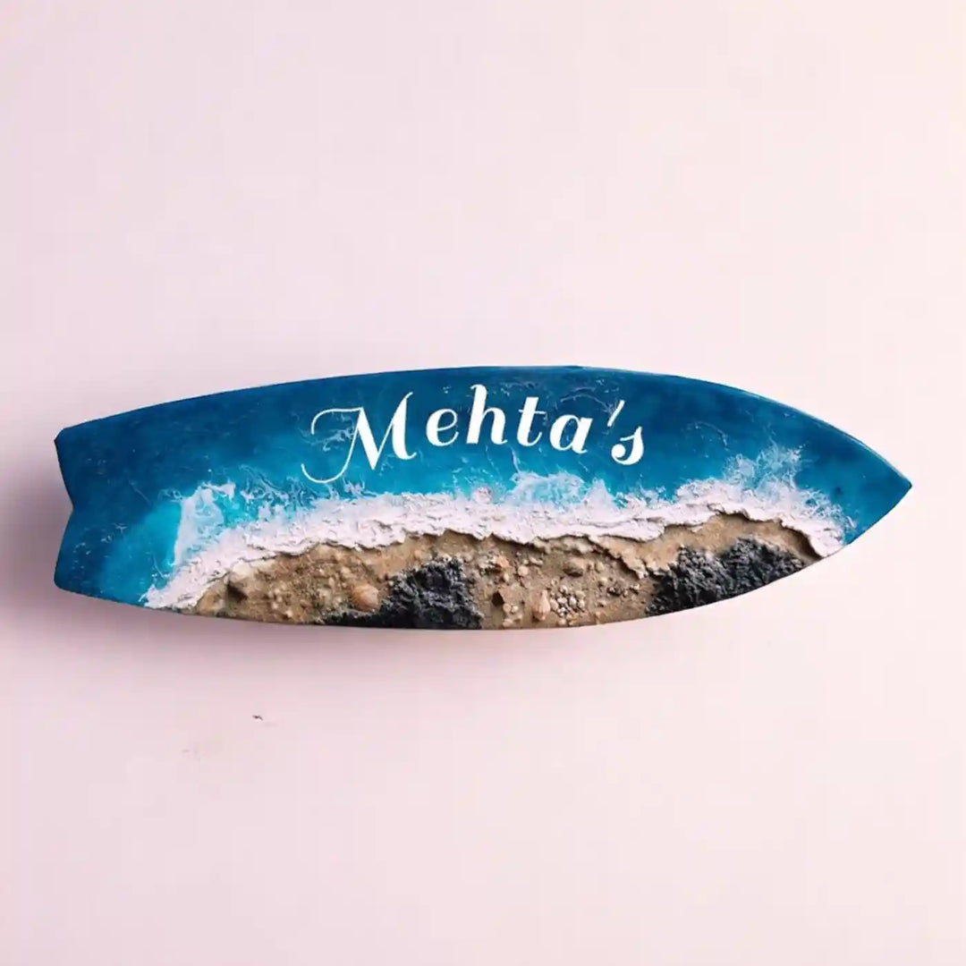 Personalized Surfboard & Beach Theme Resin Name Plate